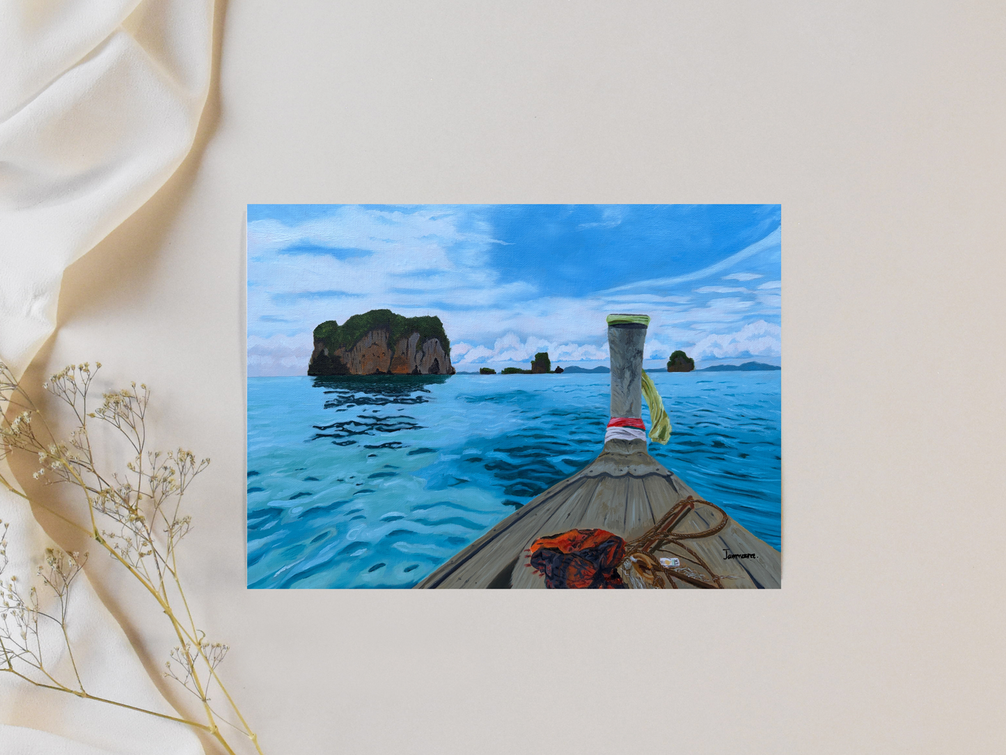Long tail boat on Thick Canvas Print