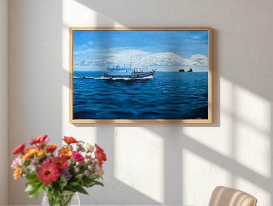 Love by ocean Matte Paper Wooden Framed